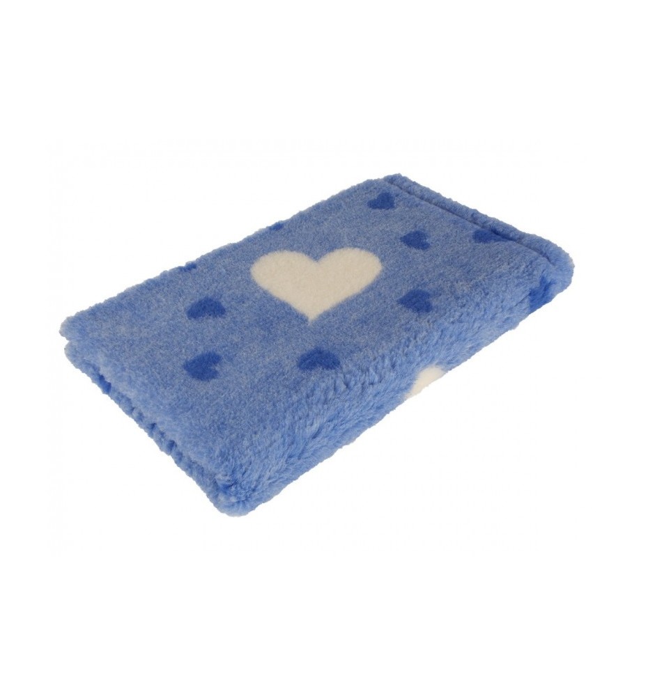 DryBed Premium VetBed Rutschfest blau mit weissem und blauen Herzen