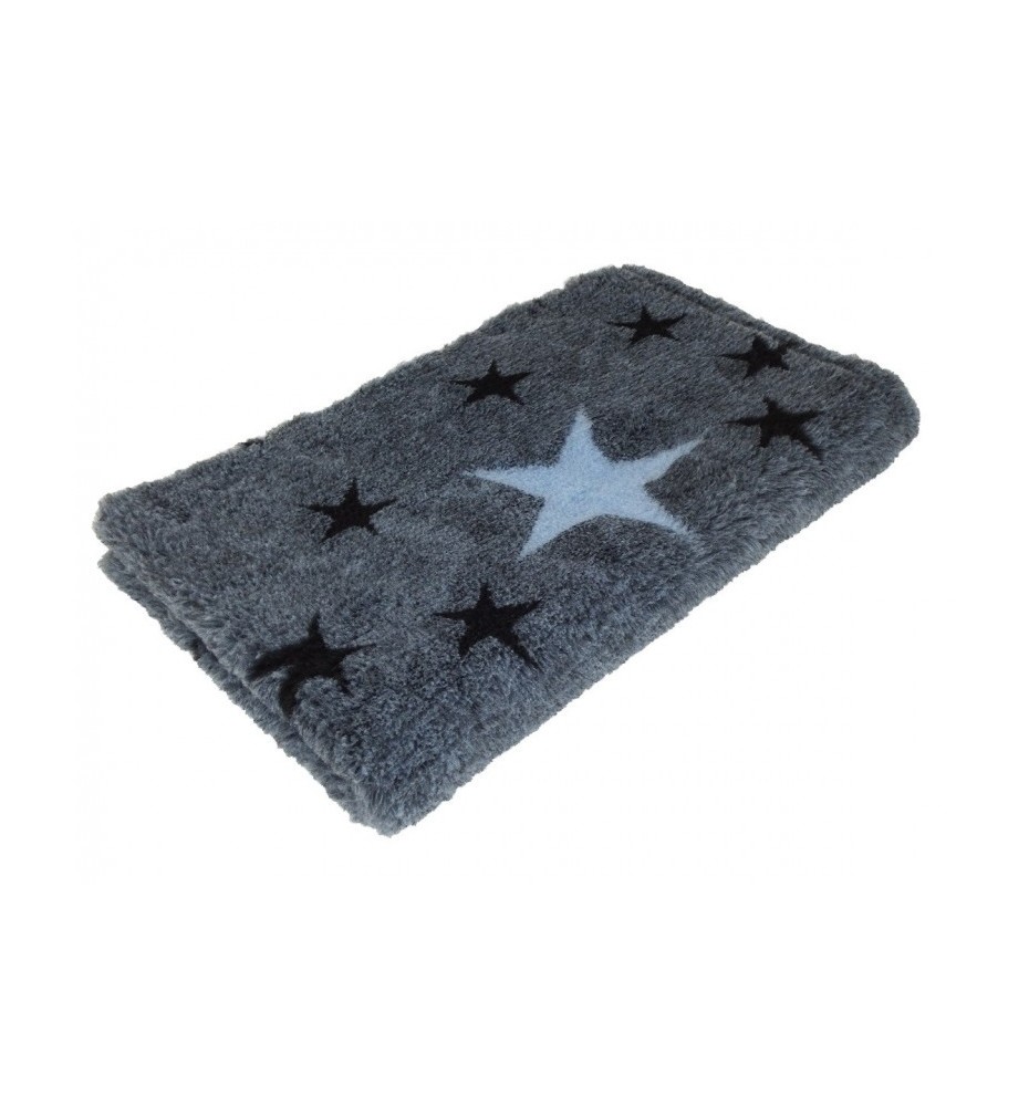 DryBed Premium VetBed Rutschfest blau mit hellblauer und schwarzen Sternen