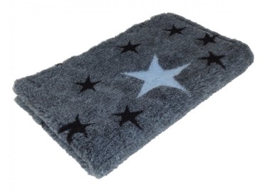 DryBed Premium VetBed Rutschfest blau mit hellblauer und schwarzen Sternen