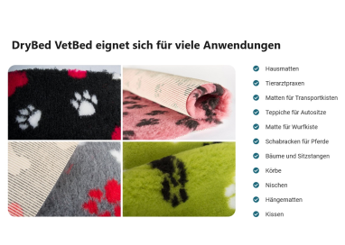 DryBed Premium VetBed Rutschfest grau mit Border Collie