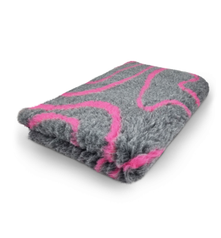 DryBed Premium VetBed Rutschfest grau mit pinker Welle (Wave)