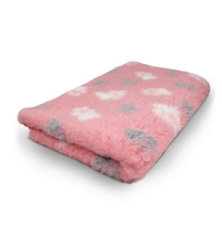 DryBed Premium VetBed Rutschfest rosa mit grauen und weissen Pfoten