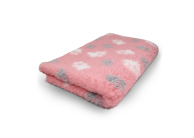 DryBed Premium VetBed Rutschfest rosa mit grauen und weissen Pfoten