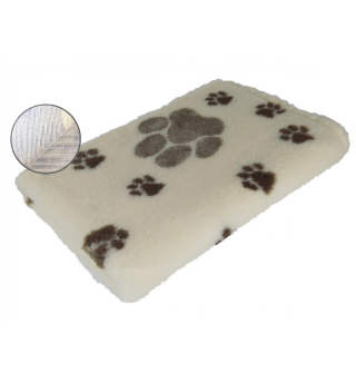 DryBed Premium VetBed Rutschfest beige mit brauner und braunen Pfoten