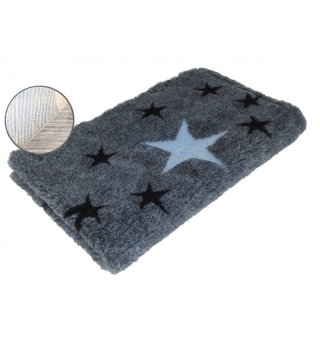 DryBed Premium VetBed Rutschfest blau mit hellblauer und schwarzen Sternen